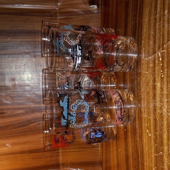 Vintage 1961 transportation glasses set of 5 - Picture 1 of 8